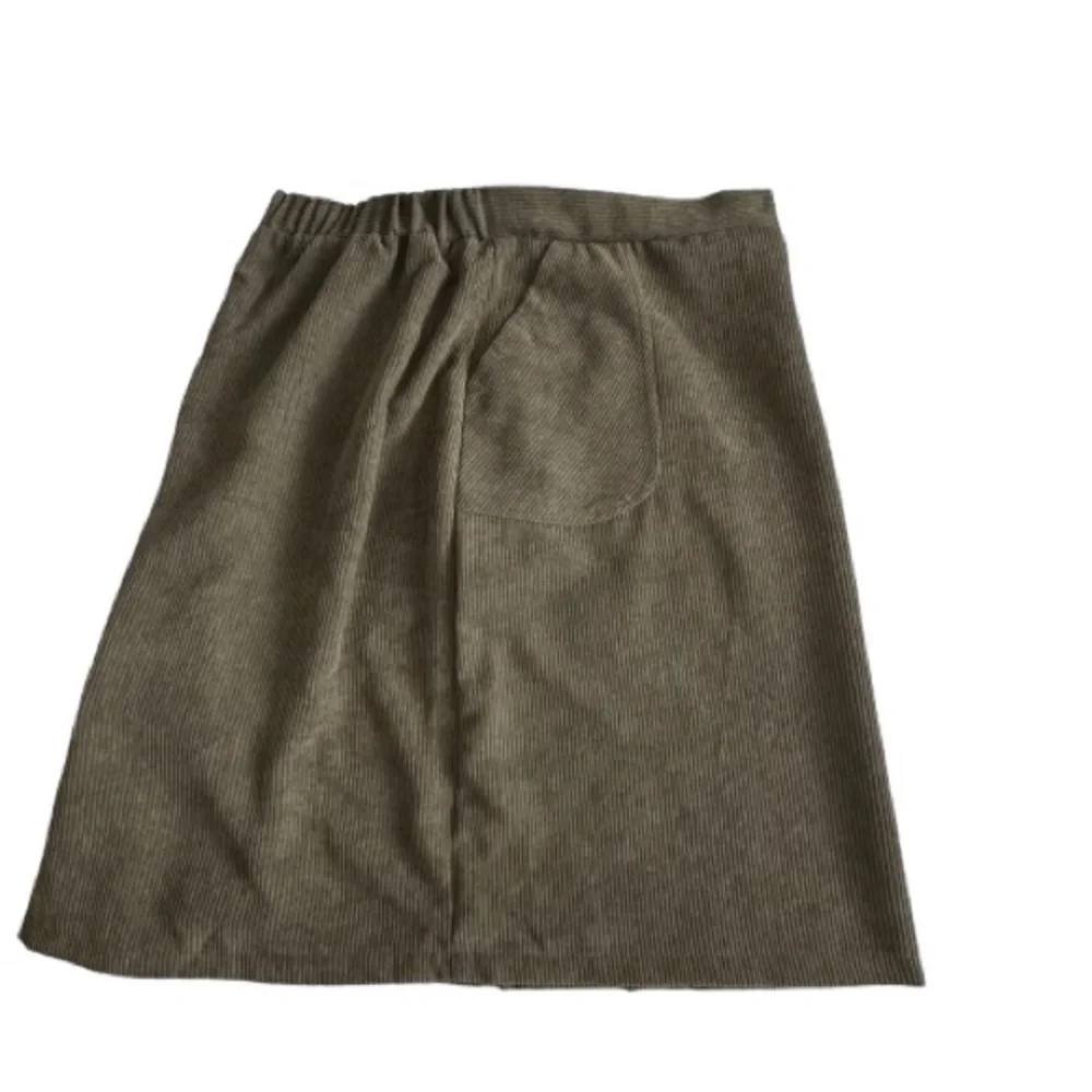 SHEIN Women's 1XL Olive A-Line Corduroy Straight Above Knee Zip Closure Skirt
